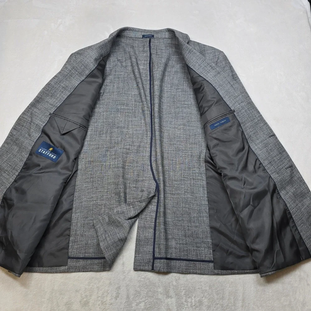 Stafford‎ Blazer Mens 52R 52 Gray Micro Pattern Travel Stretch Sport Coat